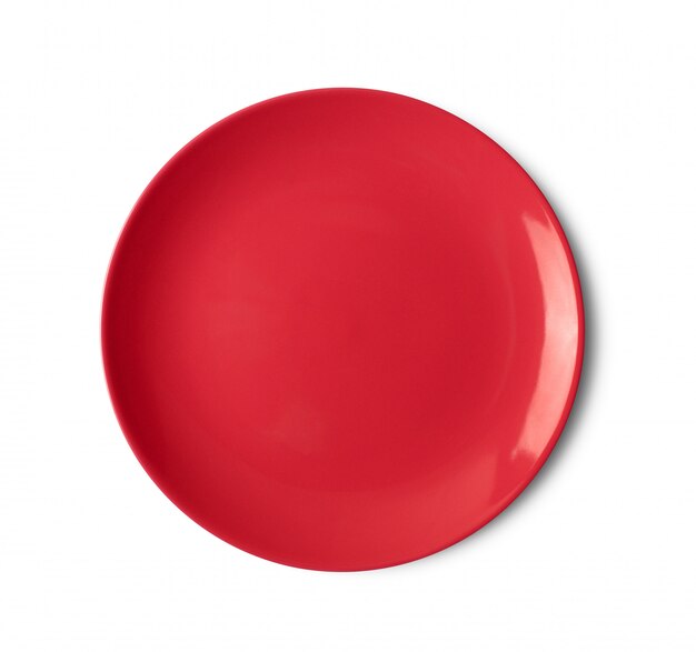 Red plate on white surface