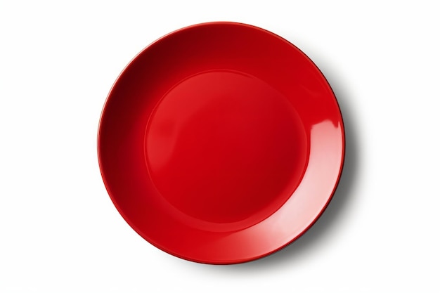 a red plate on a white surface