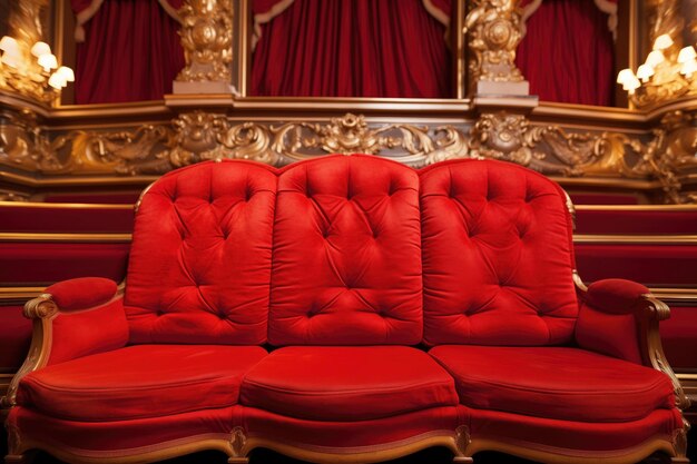 Red plush seats inside an opera house