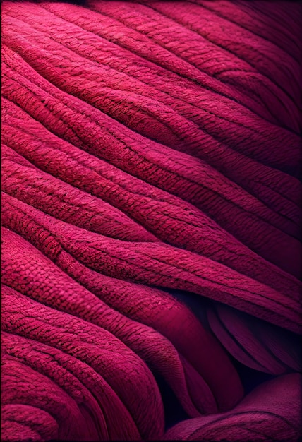 Red plush soft yarn texture solid background Generating artificial intelligence AI generative