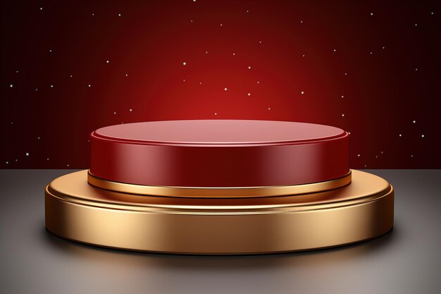 Red podium on a dark background 3d rendering ai generated