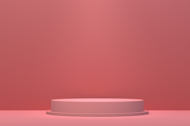 Red podium minimal abstract background for cosmetic product presentation