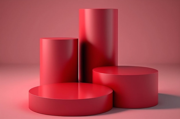 red podium pedestal modern stand product display abstract background 3d rendering