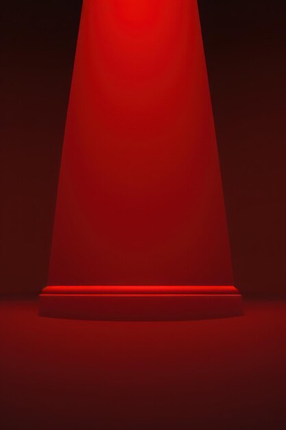 Red podium on red background with spot light pedestal for product display 3d rendered