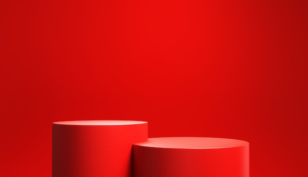 Red podium on red background