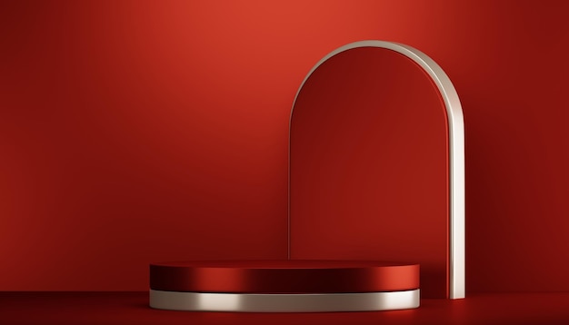 Red podium show cosmetic product geometric