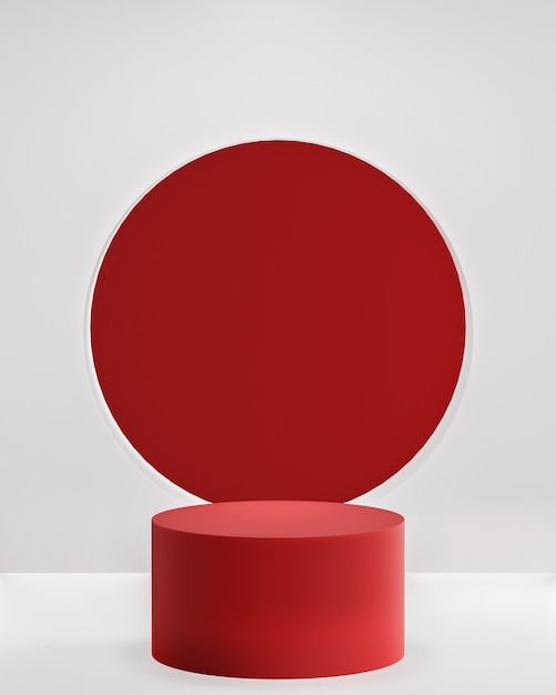 Red podium on white background for product placement 3d render