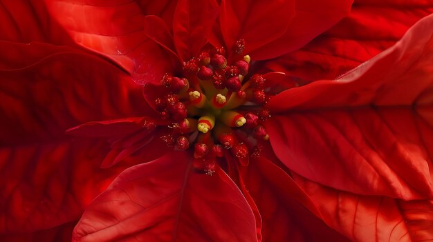 レッド・ポインセチア・フラワー ユフォルビア・プルチェリマ (Euphorbia pulcherrima) クリスマス・スター (Nochebuena)