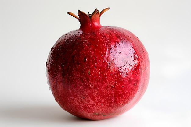 A red pomegranate with a white background and a white background with a white background and a red