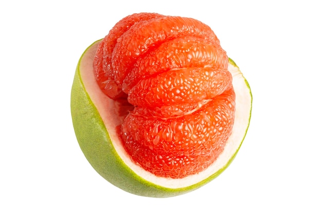 Red Pomelo or Grapefruit called Tabtim Siam in Thai peeled beautifully with a pomelo skin