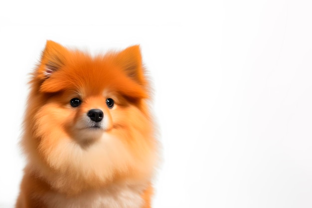 Red pomeranian white background isolate