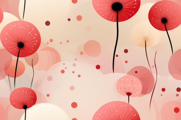 Photo red poppies and polka dots on a light pink background