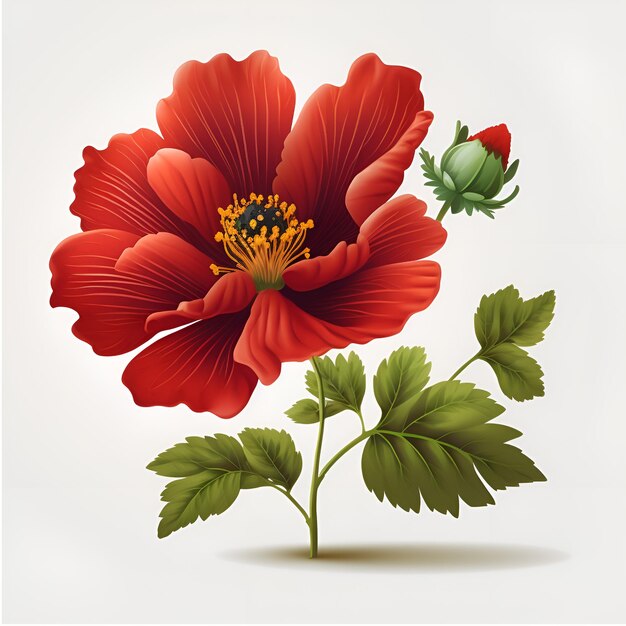 Красные маки весенние цветы букет реалистичный набор изолированный на белом фоне векторная иллюстрация