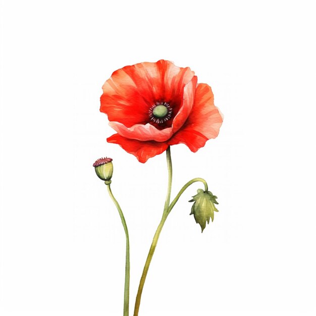 a red poppy flower with a stem generative ai