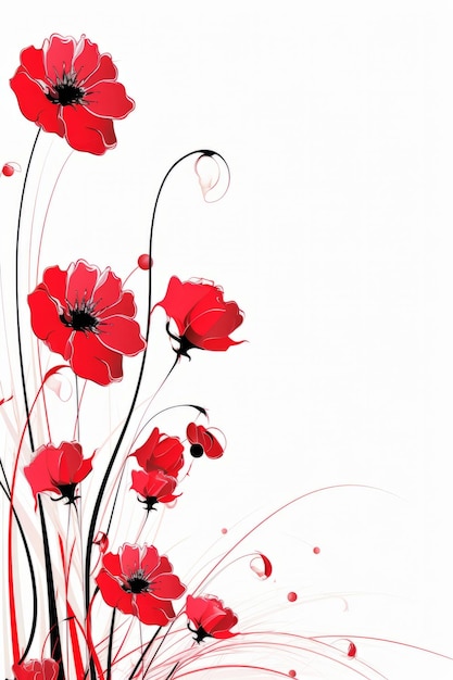 Red poppy flowers on a white background