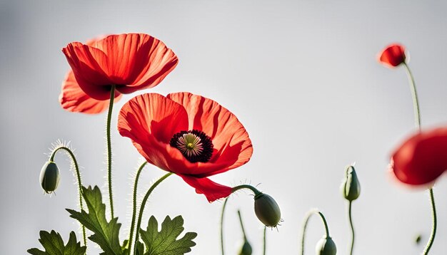 Photo red poppy isolated on a white background