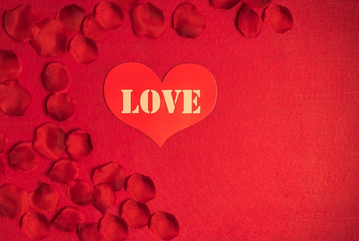 Photo red postcard with a red heart