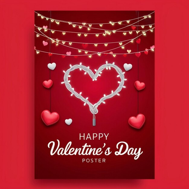 a red poster with hearts and a red background with a message for valentines