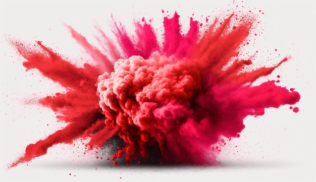 Photo red powder explosion white background image ai generated art