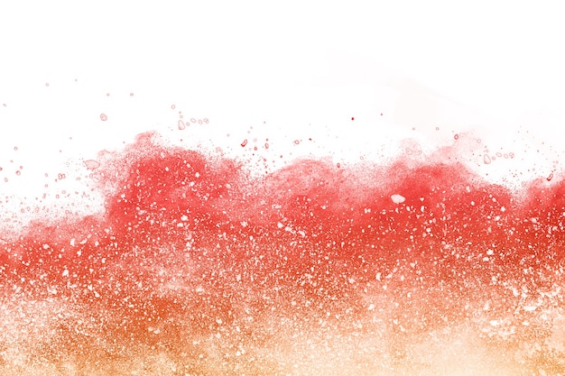 Red powder explosion on white background