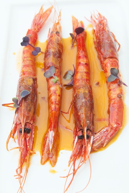 red prawns prepared for cooking