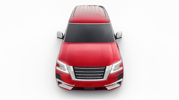 Red Premium Family SUV car isolated on white background 3d rendering