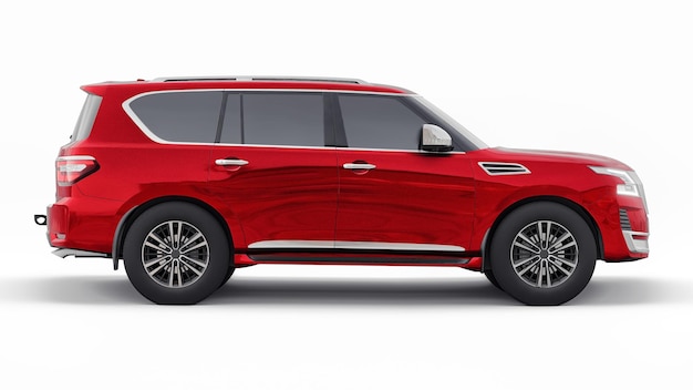 Red Premium Family SUV car isolated on white background 3d rendering