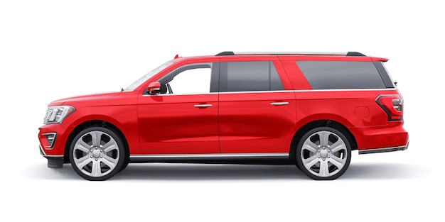 Red Premium Family SUV isolated on white background. 3d rendering