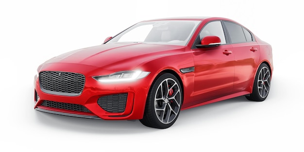 Red Premium sports sedan 3D illustration