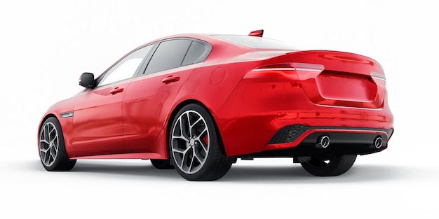 Red Premium sports sedan 3D illustration