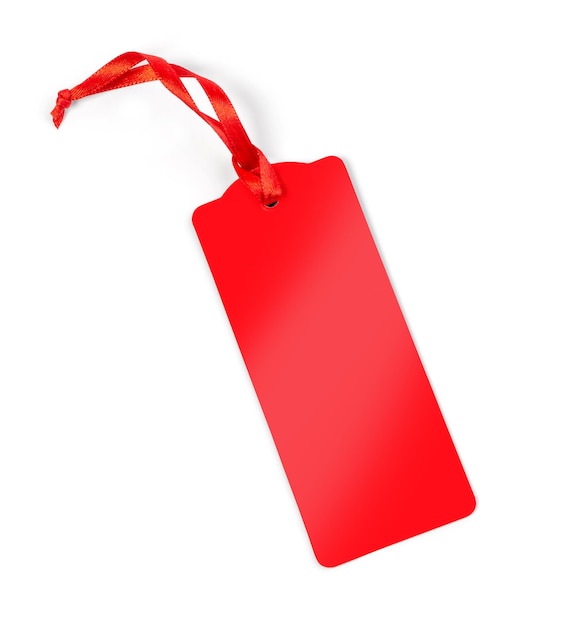 Red price tag isolated on white with clipping path