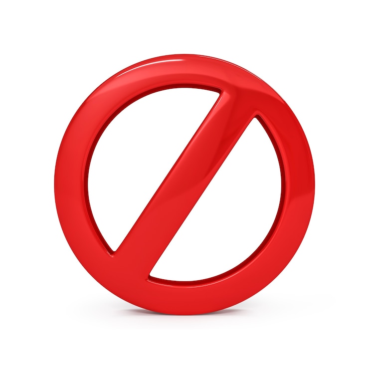 Photo red prohibited sign or not allowed ban warning danger no symbol risk safety caution and forbidden stop icon isolated on white background with attention forbid illustration 3d graphic alert design.