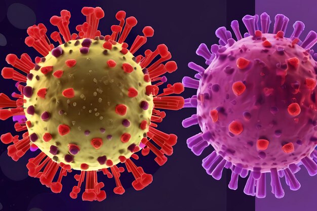 Red and purple coronavirus