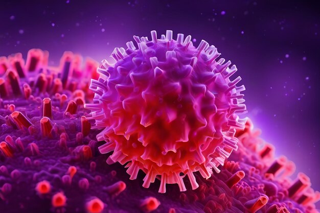 Red and purple coronavirus