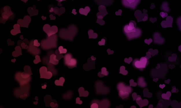 Photo red purple gradient bokeh hearts background