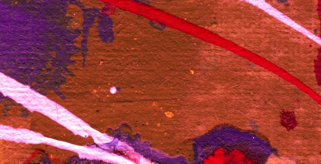 A red and purple painting with a white heart on the left.