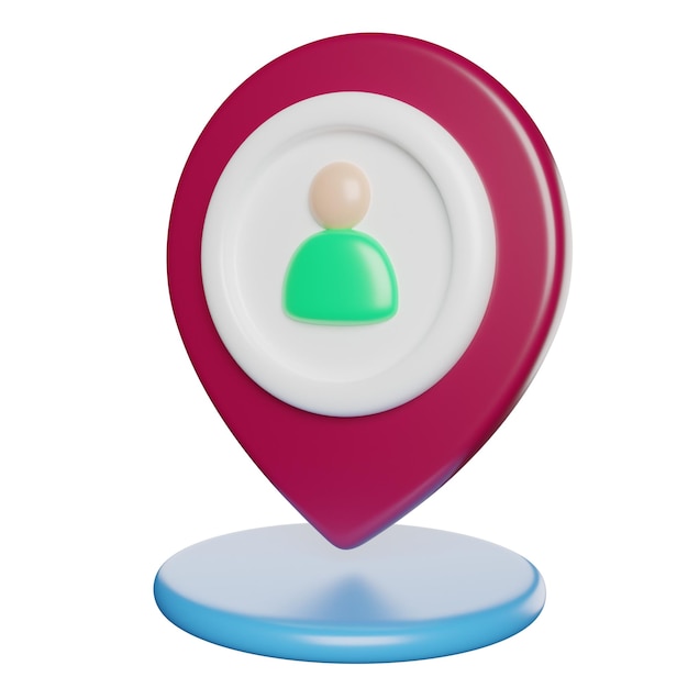 a red and purple pin with a green figure on it