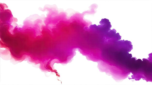 Foto nuvola di fumo rossa e viola su uno sfondo bianco