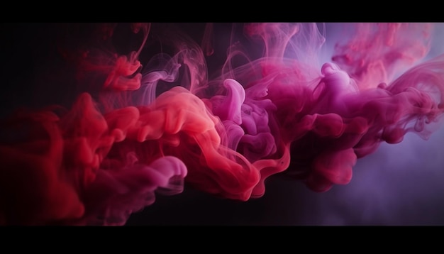 A red and purple smoke is being poured into a black background.