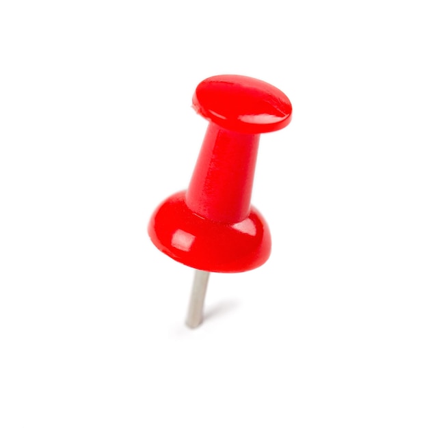 Photo red push pin on white