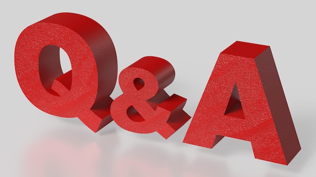 The Red QA on white Background 3d Rendering