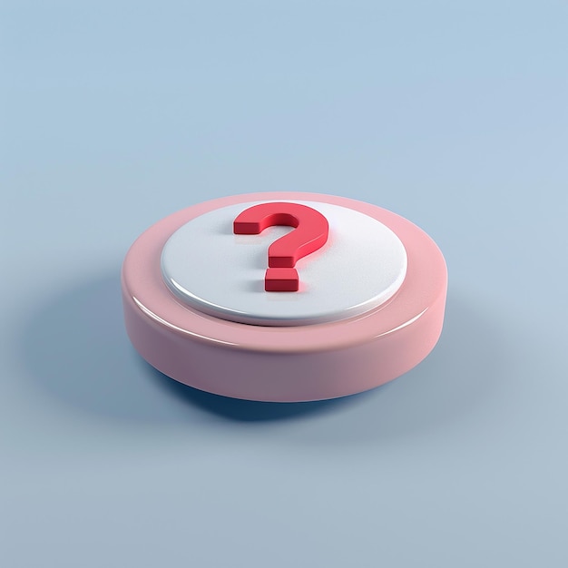 Photo a red question mark is on a pink object with a white circle in the middle