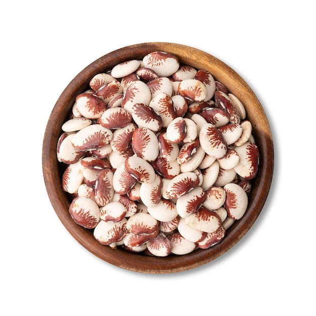 Red rajado beans in a bowl isolated over white background.