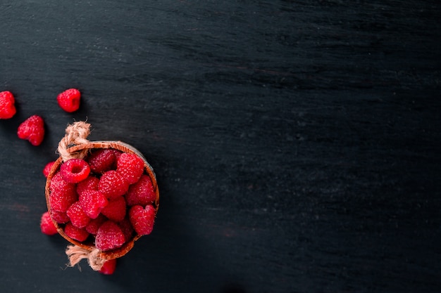 Red raspberries in a basket