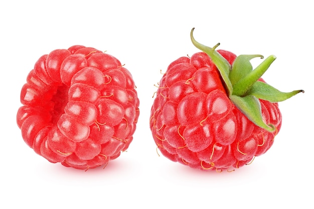 Red raspberry isolated on white background