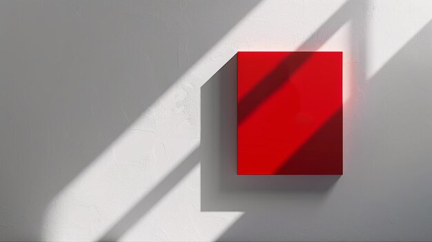 Photo red rectangle logo sign on the wall mock up