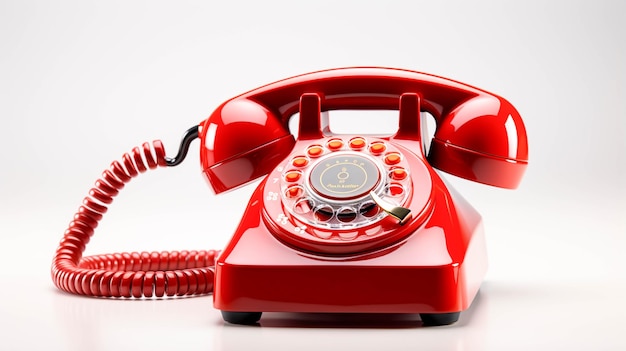 Red Retro phone isolated on white background