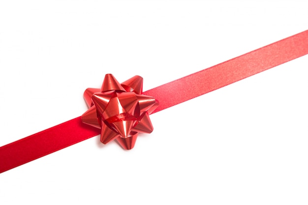 Red ribbon and bow for a gift