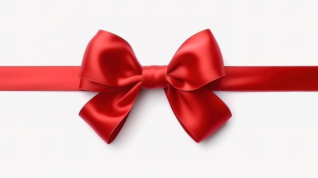 Red ribbon bow isolated on white background Generative ai