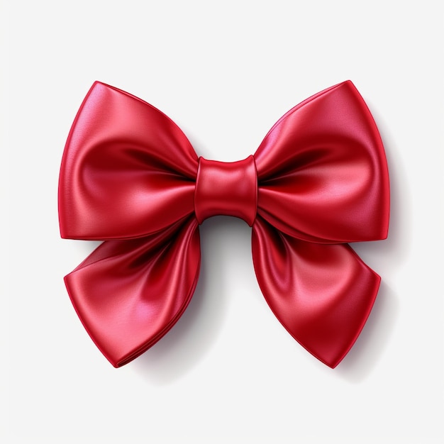 Photo red ribbon bow isolated white background red satin ribbon generative ai